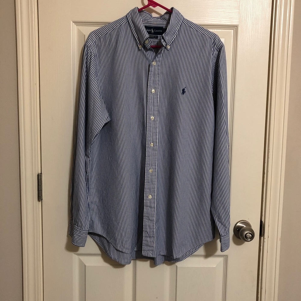 Ralph Lauren Blue Stripe Classic Fit Button Down